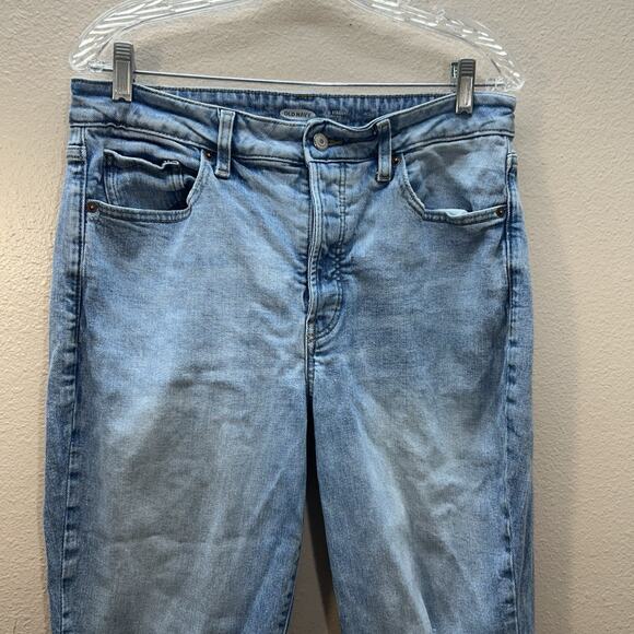 Old Navy High-Rise OG Straight Jeans Women’s Size 12 Light Wash Distressed Ankle - Picture 2 of 9